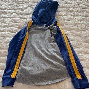 Hanna Andersson Blue and Gray Hooded Tshirt Size 8